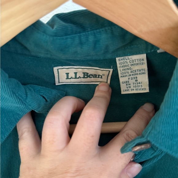 LL Bean Dress Vtg Corduroy Button Up Long Sleeve Green Womens 8 no belt - Picture 7 of 13